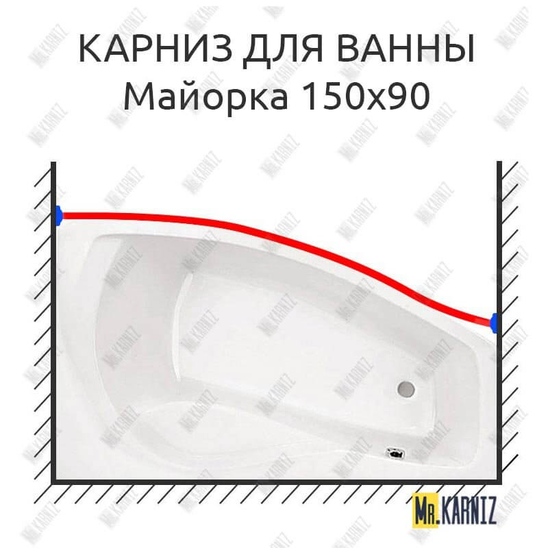 Карниз для ванны Santek Майорка Передний борт 150х90 Усиленный 25 мм MrKARNIZ